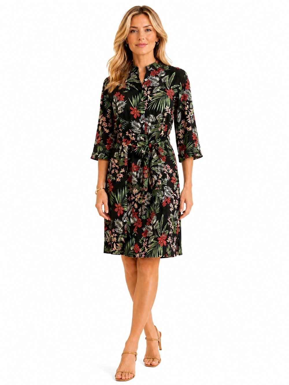 Vicci Germany 100% Linen Floral Midi Dress size 8-10